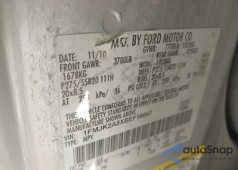 2011 Ford Expedition El Limited from USA, damaged, VIN 1FMJK2A5XBEF16047